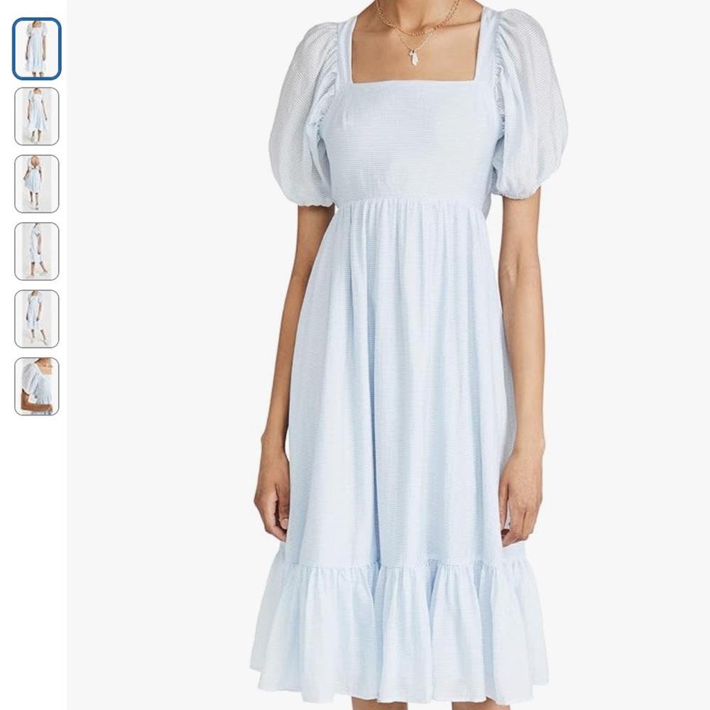 Light Blue Puff Sleeve Dress